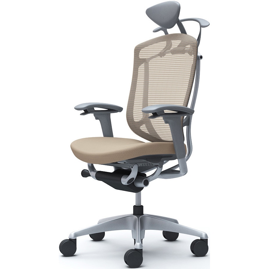 CC8DYA FPC7 コンテッサセコンダ、可動肘、可動ヘッド、座クッション、ハンガー付、ランバー無、グレーB、シルバー、脚シルバー、ウレタン 1脚 オカムラ(岡村製作所) 【通販モノタロウ】