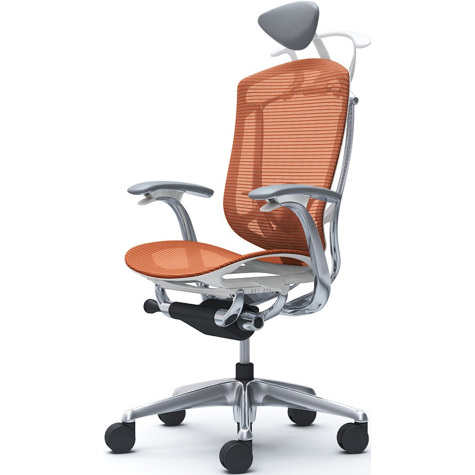 CC4BBZ FPH8 コンテッサセコンダ，固定肘，座メッシュ，小型ヘッド5本脚，ポリッシュ，ホワイト，ランバー付ハンガー付 1脚 オカムラ(岡村製作所) 【通販モノタロウ】