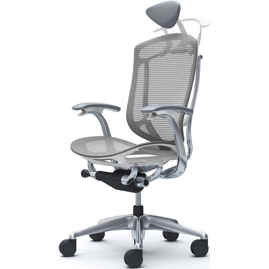 CC4BBW FPH2 コンテッサセコンダ，固定肘，座メッシュ，小型ヘッド5本脚，ポリッシュ，ホワイト，ランバー無ハンガー付 1脚 オカムラ(岡村製作所) 【通販モノタロウ】 109,900円