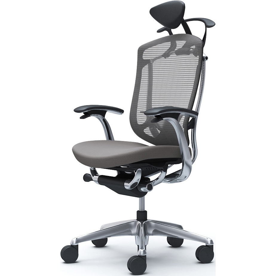 CC4DXS FPD2 コンテッサセコンダ、固定肘、可動ヘッド、座クッション、ハンガー付、ランバー付、ブラックB、ポリッシュ、脚ポリッシュ、ウレタン 1脚 オカムラ(岡村製作所) 【通販モノタロウ】