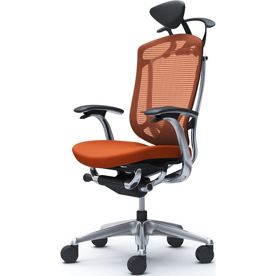 CC4DXS FPD8 コンテッサセコンダ、固定肘、可動ヘッド、座クッション、ハンガー付、ランバー付、ブラックB、ポリッシュ、脚ポリッシュ、ウレタン 1脚 オカムラ(岡村製作所) 【通販モノタロウ】