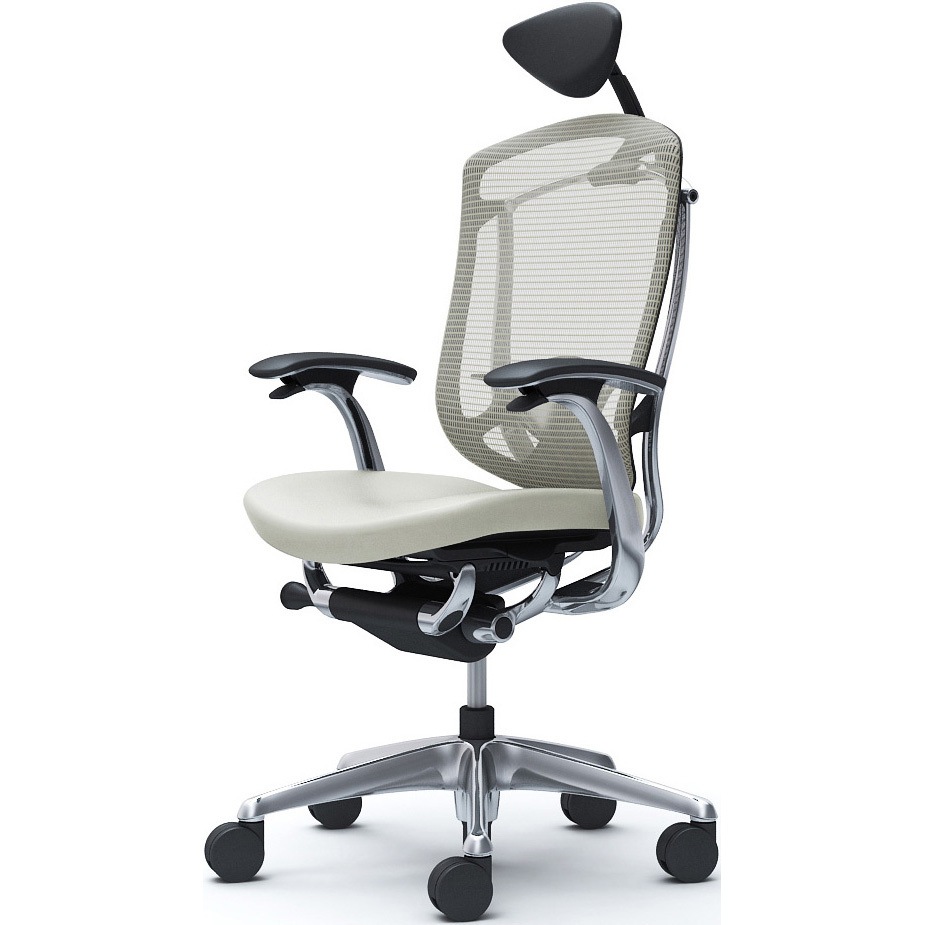 CC4CXS FPT2 コンテッサセコンダ、固定肘、可動ヘッド、座革、ハンガー無、ランバー付、ブラックB、ポリッシュ、脚ポリッシュ、ウレタン 1脚 オカムラ(岡村製作所) 【通販モノタロウ】