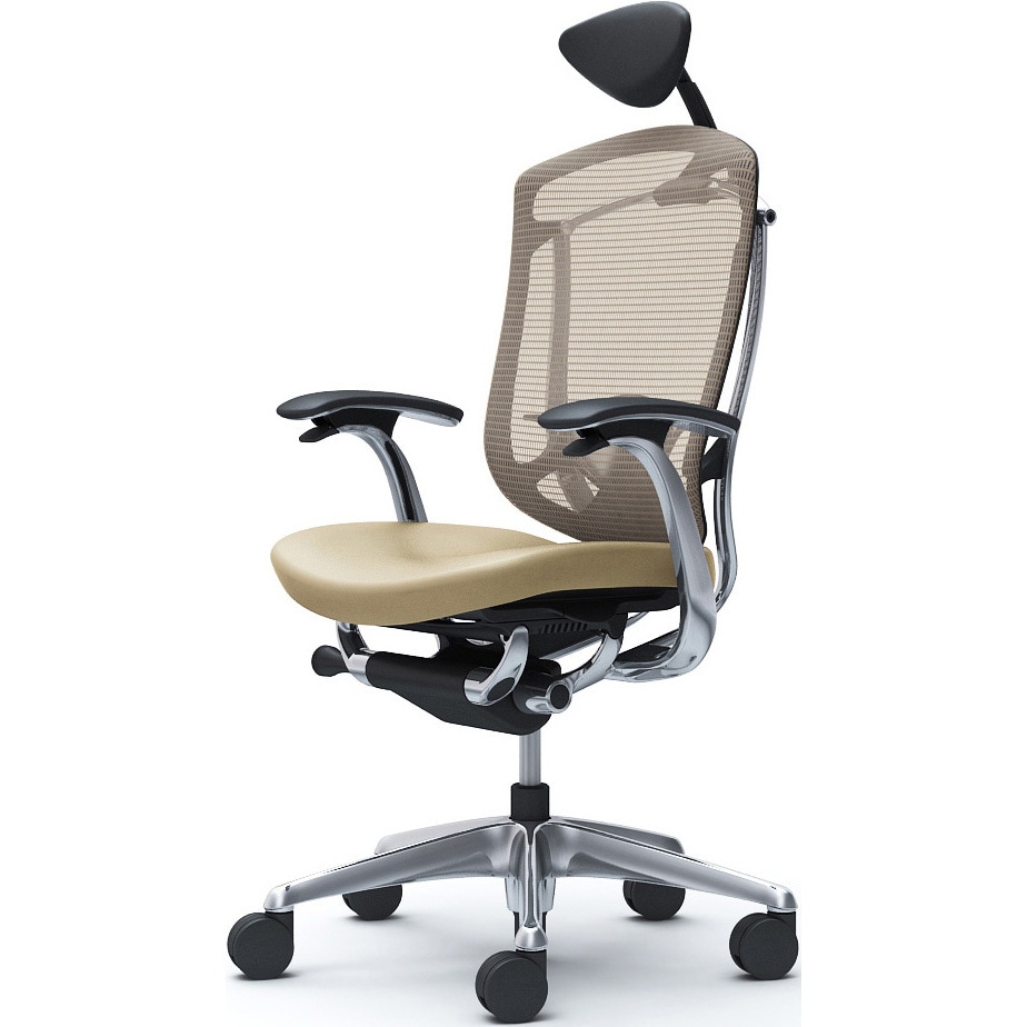 CC4CXS FPT7 コンテッサセコンダ、固定肘、可動ヘッド、座革、ハンガー無、ランバー付、ブラックB、ポリッシュ、脚ポリッシュ、ウレタン 1脚 オカムラ(岡村製作所) 【通販モノタロウ】