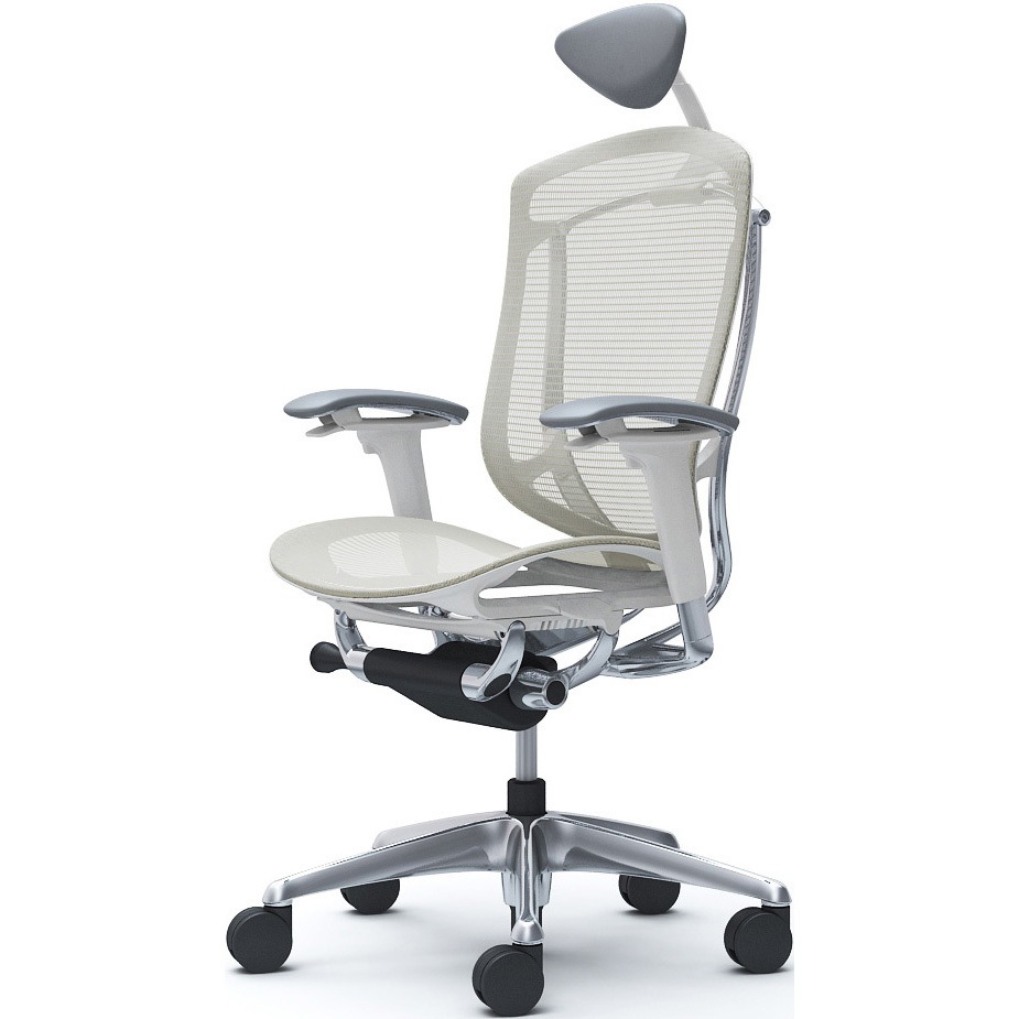 CC8AXW FPG2 コンテッサセコンダ、可動肘、可動ヘッド、座メッシュ、ハンガー無、ランバー無、ホワイトB、ポリッシュ、脚ポリッシュ、ウレタン 1脚 オカムラ(岡村製作所) 【通販モノタロウ】