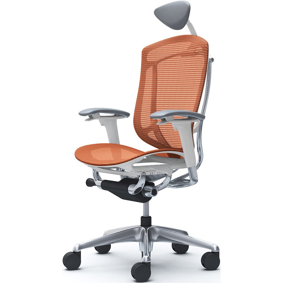 CC8AXW FPH8 コンテッサセコンダ、可動肘、可動ヘッド、座メッシュ、ハンガー無、ランバー無、ホワイトB、ポリッシュ、脚ポリッシュ、ウレタン 1脚 オカムラ(岡村製作所) 【通販モノタロウ】