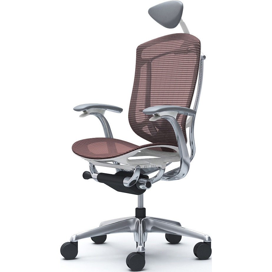 CC4AXZ FPG8 コンテッサセコンダ、固定肘、可動ヘッド、座メッシュ、ハンガー無、ランバー付、ホワイトB、ポリッシュ、脚ポリッシュ、ウレタン 1脚 オカムラ(岡村製作所) 【通販モノタロウ】