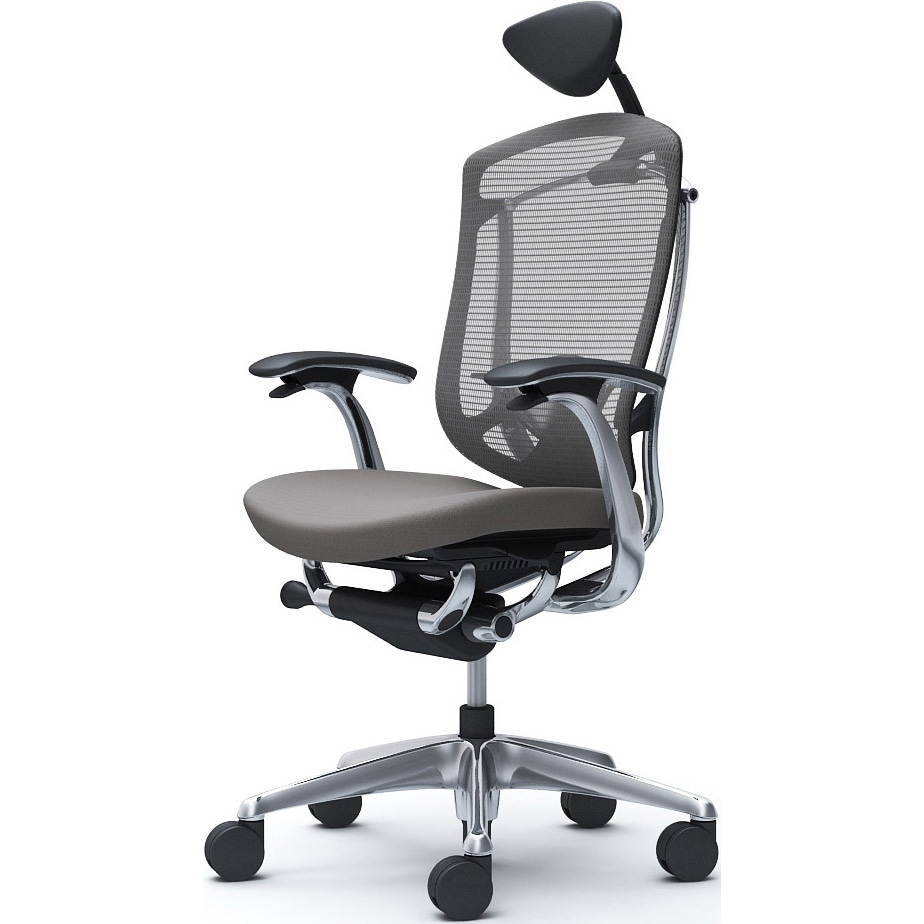 CC4CXS FPD2 コンテッサセコンダ、固定肘、可動ヘッド、座クッション、ハンガー無、ランバー付、ブラックB、ポリッシュ、脚ポリッシュ、ウレタン 1脚 オカムラ(岡村製作所) 【通販モノタロウ】