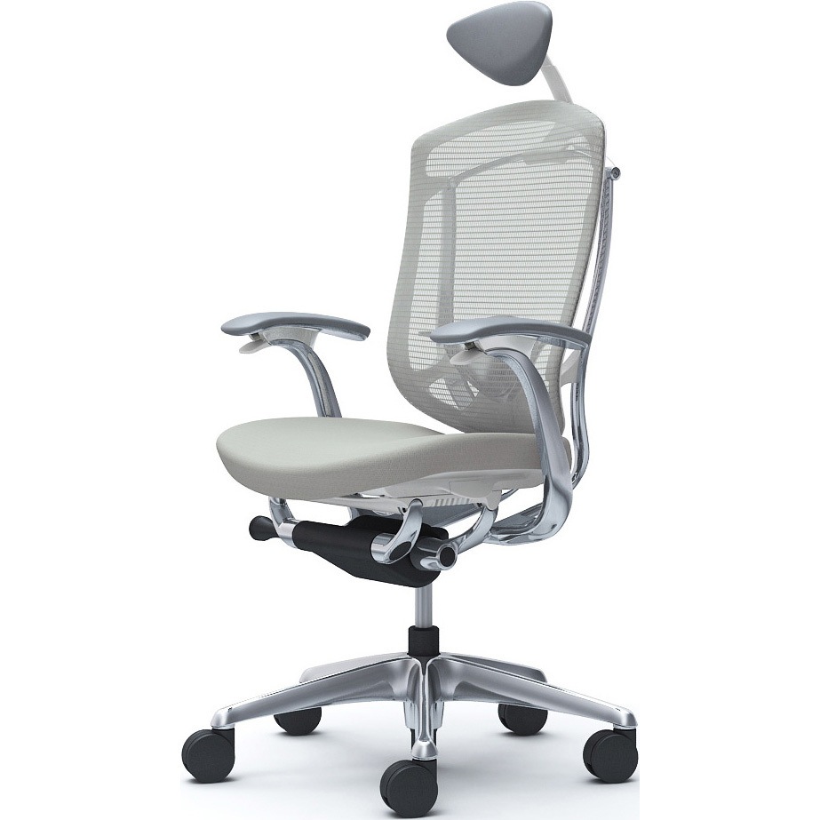 CC4CXZ FPC3 コンテッサセコンダ、固定肘、可動ヘッド、座クッション、ハンガー無、ランバー付、ホワイトB、ポリッシュ、脚ポリッシュ、ウレタン 1脚 オカムラ(岡村製作所) 【通販モノタロウ】