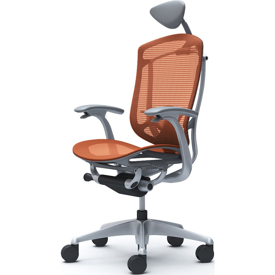 CC4AYE FPH8 コンテッサセコンダ、固定肘、可動ヘッド、座メッシュ、ハンガー無、ランバー付、グレーB、シルバー、脚シルバー、ウレタン 1脚 オカムラ(岡村製作所) 【通販モノタロウ】