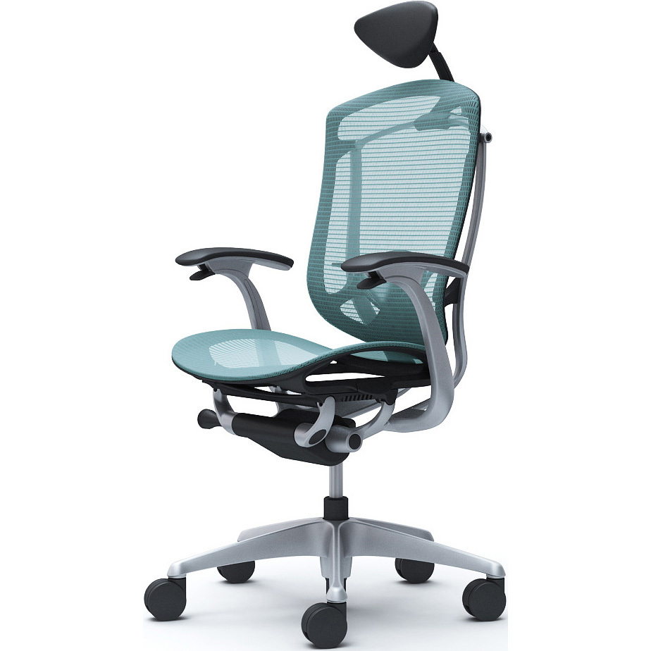 CC4AYS FPG6 コンテッサセコンダ、固定肘、可動ヘッド、座メッシュ、ハンガー無、ランバー付、ブラックB、シルバー、脚シルバー、ウレタン 1脚 オカムラ(岡村製作所) 【通販モノタロウ】