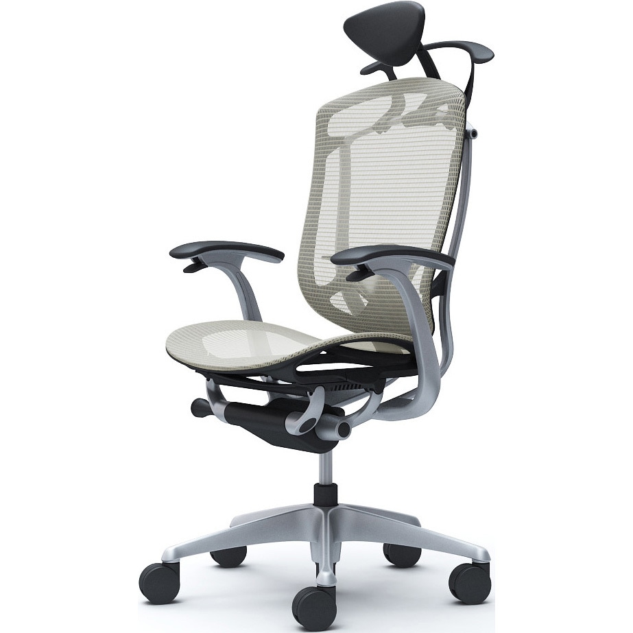 CC4BYS FPG2 コンテッサセコンダ、固定肘、可動ヘッド、座メッシュ、ハンガー付、ランバー付、ブラックB、シルバー、脚シルバー、ウレタン 1脚 オカムラ(岡村製作所) 【通販モノタロウ】