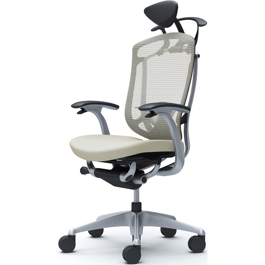 CC4DYS FPC2 コンテッサセコンダ、固定肘、可動ヘッド、座クッション、ハンガー付、ランバー付、ブラックB、シルバー、脚シルバー、ウレタン 1脚 オカムラ(岡村製作所) 【通販モノタロウ】