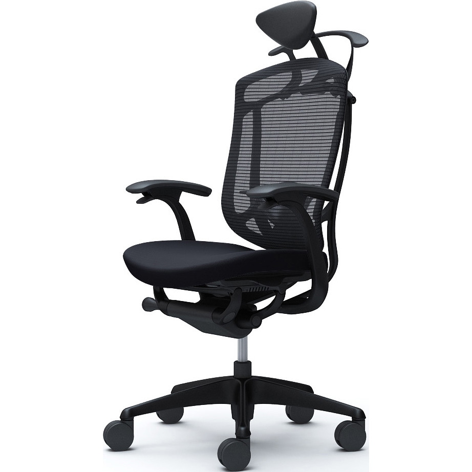 CC4DZS FPC1 コンテッサセコンダ、固定肘、可動ヘッド、座クッション、ハンガー付、ランバー付、ブラックB、ブラック、脚ブラック、ウレタン 1脚 オカムラ(岡村製作所) 【通販モノタロウ】