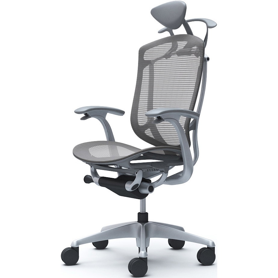 CC4BYA FPH2 コンテッサセコンダ、固定肘、可動ヘッド、座メッシュ、ハンガー付、ランバー無、グレーB、シルバー、脚シルバー、ウレタン 1脚 オカムラ(岡村製作所) 【通販モノタロウ】 109,890円