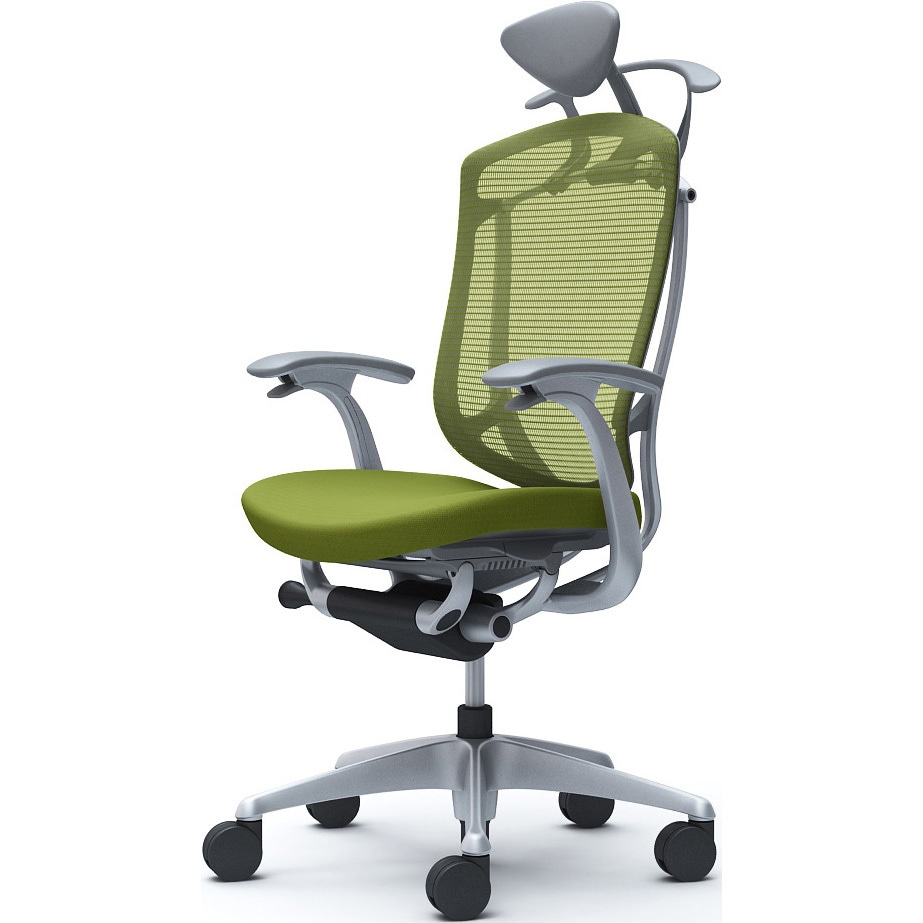 CC4DYA FPC5 コンテッサセコンダ、固定肘、可動ヘッド、座クッション、ハンガー付、ランバー無、グレーB、シルバー、脚シルバー、ウレタン 1脚 オカムラ(岡村製作所) 【通販モノタロウ】