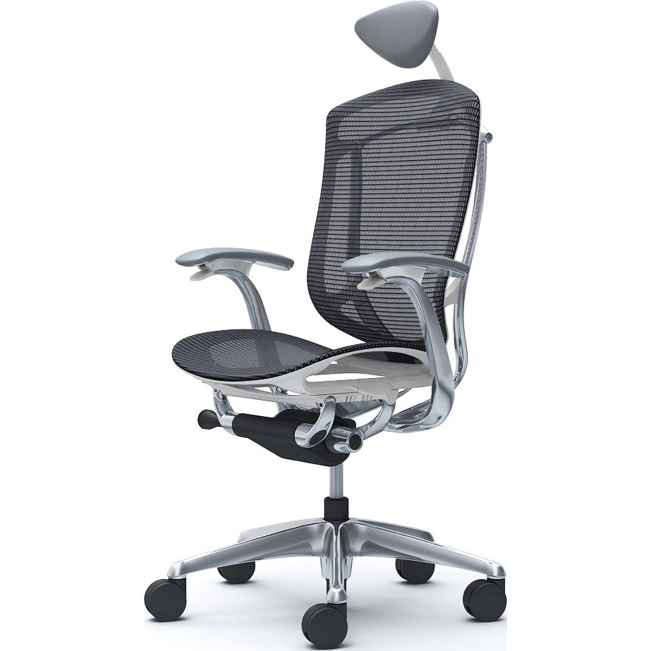 CC4AXW FPG1 コンテッサセコンダ、固定肘、可動ヘッド、座メッシュ、ハンガー無、ランバー無、ホワイトB、ポリッシュ、脚ポリッシュ、ウレタン 1脚 オカムラ(岡村製作所) 【通販モノタロウ】