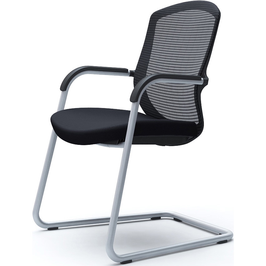 CC74GR FPC1 コンテッサセコンダ ゲストチェア，カンチ脚，シルバー塗装脚，ブラックボディ 1脚 オカムラ(岡村製作所) 【通販モノタロウ】