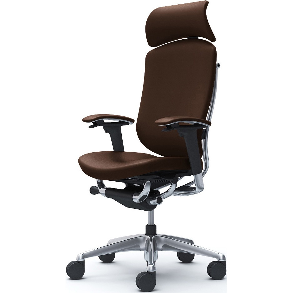 CC87BR PD97 コンテッサセコンダ，可動肘，背座革 大型ヘッド5本脚，ポリッシュ，ブラック，ランバー無ハンガー無 1脚 オカムラ(岡村製作所) 【通販モノタロウ】