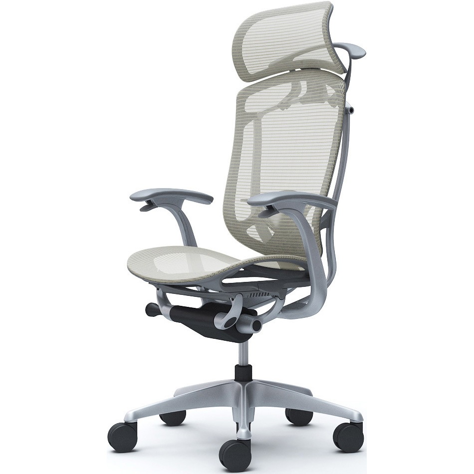 CC46YE FPG2 コンテッサセコンダ、固定肘、固定ヘッド、座メッシュ、ハンガー付、ランバー付、グレーB、シルバー、脚シルバー、ウレタン 1脚 オカムラ(岡村製作所) 【通販モノタロウ】