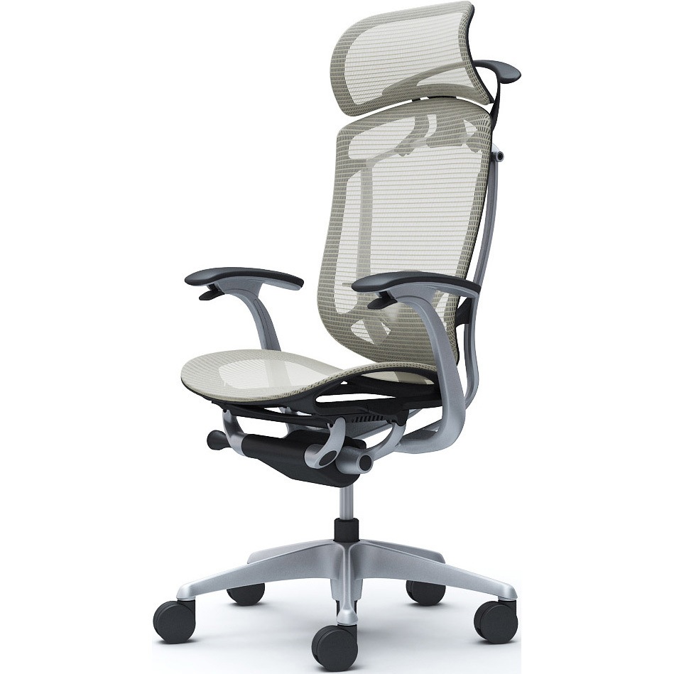 CC46YS FPG2 コンテッサセコンダ、固定肘、固定ヘッド、座メッシュ、ハンガー付、ランバー付、ブラックB、シルバー、脚シルバー、ウレタン 1脚 オカムラ(岡村製作所) 【通販モノタロウ】