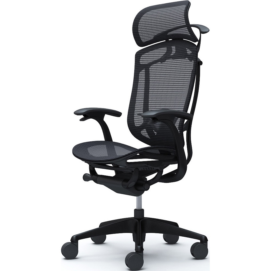 CC46ZS FPG1 コンテッサセコンダ、固定肘、固定ヘッド、座メッシュ、ハンガー付、ランバー付、ブラックB、ブラック、脚ブラック、ウレタン 1脚 オカムラ(岡村製作所) 【通販モノタロウ】