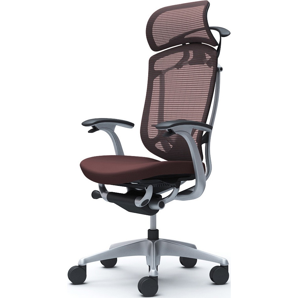 CC48YS FPC8 コンテッサセコンダ、固定肘、固定ヘッド、座クッション、ハンガー付、ランバー付、ブラックB、シルバー、脚シルバー、ウレタン 1脚 オカムラ(岡村製作所) 【通販モノタロウ】