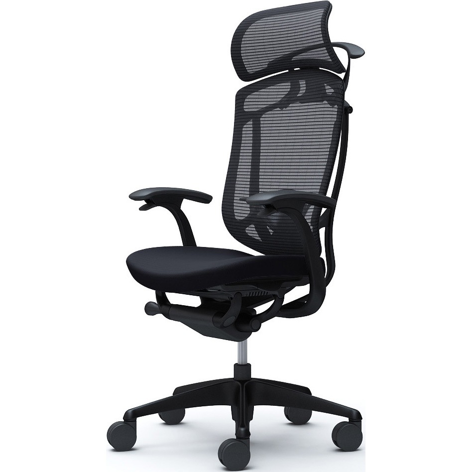 CC48ZS FPC1 コンテッサセコンダ、固定肘、固定ヘッド、座クッション、ハンガー付、ランバー付、ブラックB、ブラック、脚ブラック、ウレタン 1脚 オカムラ(岡村製作所) 【通販モノタロウ】