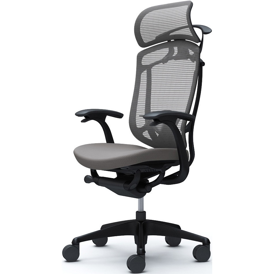 CC48ZS FPD2 コンテッサセコンダ、固定肘、固定ヘッド、座クッション、ハンガー付、ランバー付、ブラックB、ブラック、脚ブラック、ウレタン 1脚 オカムラ(岡村製作所) 【通販モノタロウ】