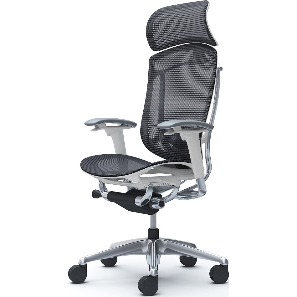 CC85XZ FPG1 コンテッサセコンダ、可動肘、固定ヘッド、座メッシュ、ハンガー無、ランバー付、ホワイトB、ポリッシュ、脚ポリッシュ、ウレタン 1脚 オカムラ(岡村製作所) 【通販モノタロウ】 109,900円