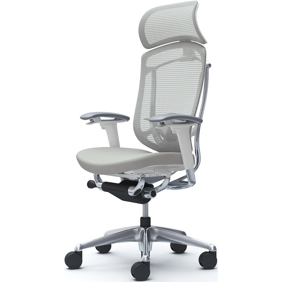 CC87XZ FPC3 コンテッサセコンダ、可動肘、固定ヘッド、座クッション、ハンガー無、ランバー付、ホワイトB、ポリッシュ、脚ポリッシュ、ウレタン 1脚 オカムラ(岡村製作所) 【通販モノタロウ】