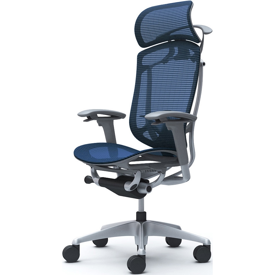 CC86YE FPG4 コンテッサセコンダ、可動肘、固定ヘッド、座メッシュ、ハンガー付、ランバー付、グレーB、シルバー、脚シルバー、ウレタン 1脚 オカムラ(岡村製作所) 【通販モノタロウ】