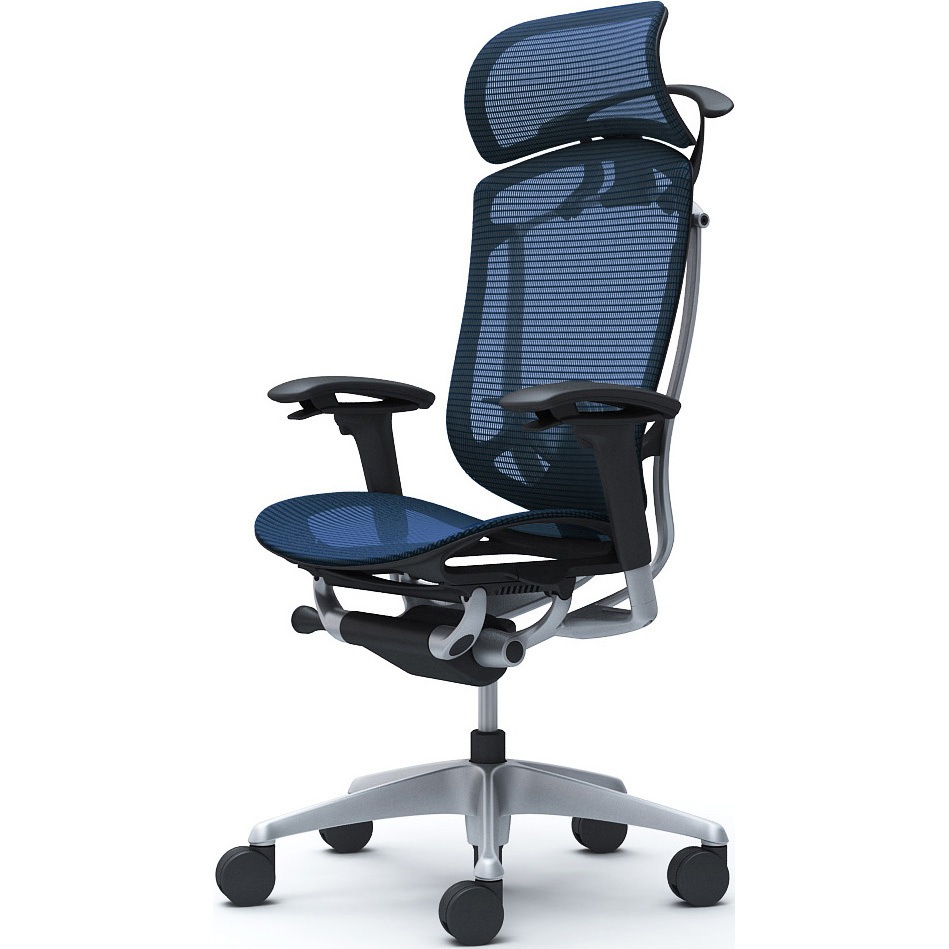 CC86YS FPG4 コンテッサセコンダ、可動肘、固定ヘッド、座メッシュ、ハンガー付、ランバー付、ブラックB、シルバー、脚シルバー、ウレタン 1脚 オカムラ(岡村製作所) 【通販モノタロウ】