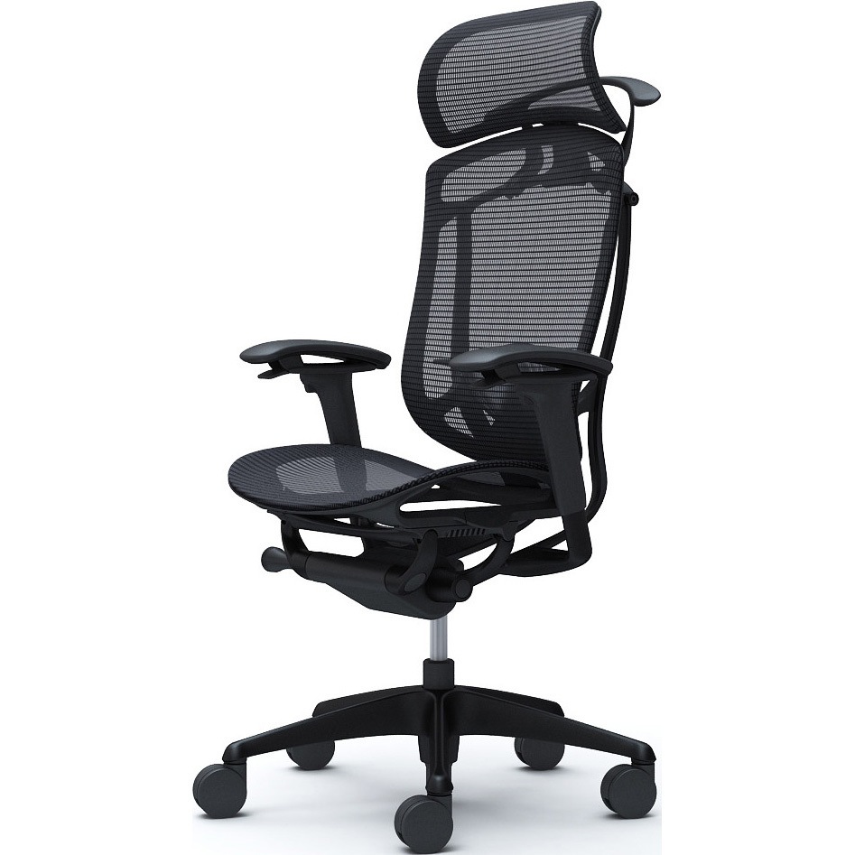 CC86ZS FPG1 コンテッサセコンダ、可動肘、固定ヘッド、座メッシュ、ハンガー付、ランバー付、ブラックB、ブラック、脚ブラック、ウレタン 1脚 オカムラ(岡村製作所) 【通販モノタロウ】