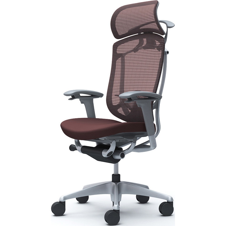 CC88YE FPC8 コンテッサセコンダ、可動肘、固定ヘッド、座クッション、ハンガー付、ランバー付、グレーB、シルバー、脚シルバー、ウレタン 1脚 オカムラ(岡村製作所) 【通販モノタロウ】