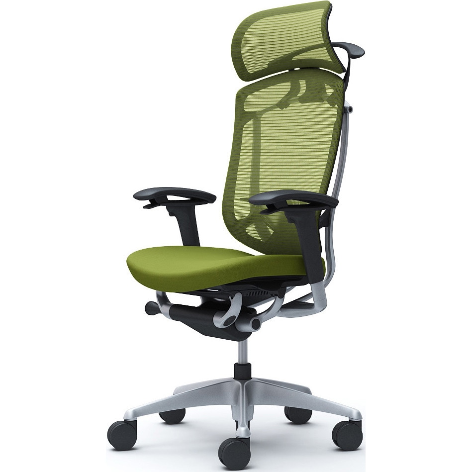 CC88YS FPC5 コンテッサセコンダ、可動肘、固定ヘッド、座クッション、ハンガー付、ランバー付、ブラックB、シルバー、脚シルバー、ウレタン 1脚 オカムラ(岡村製作所) 【通販モノタロウ】