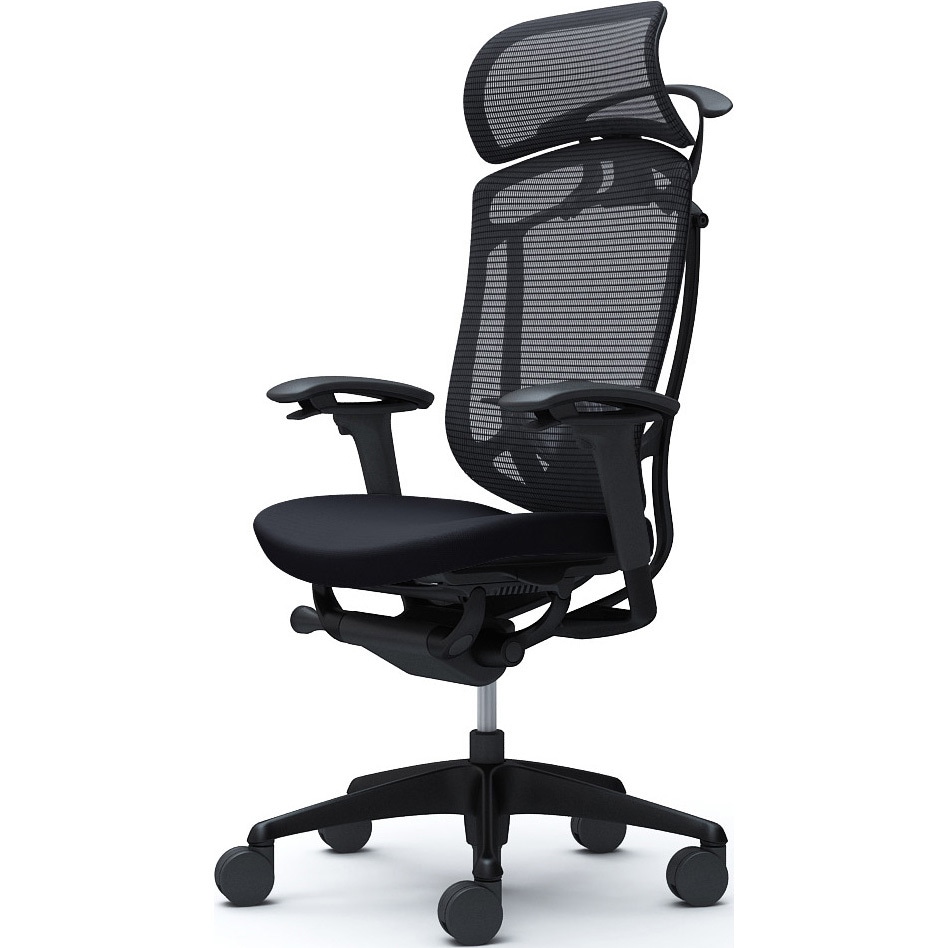 CC88ZS FPC1 コンテッサセコンダ、可動肘、固定ヘッド、座クッション、ハンガー付、ランバー付、ブラックB、ブラック、脚ブラック、ウレタン 1脚 オカムラ(岡村製作所) 【通販モノタロウ】
