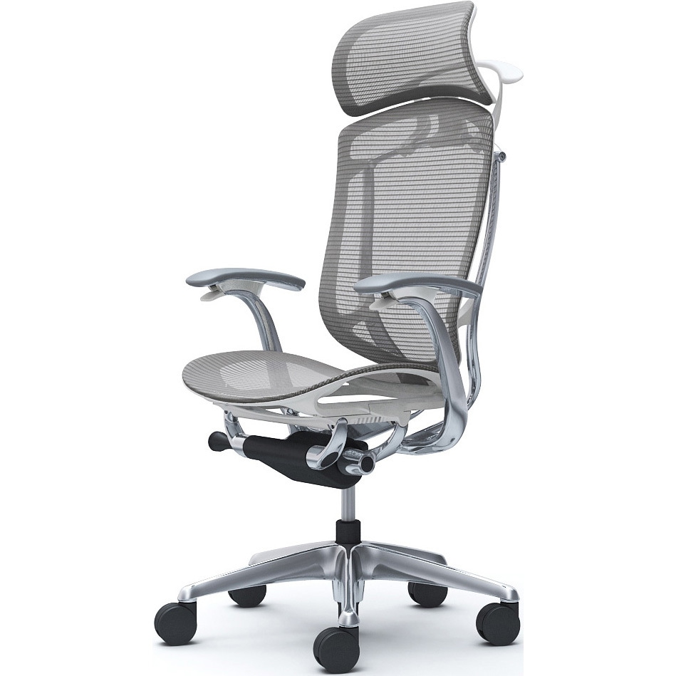 CC46XW FPH2 コンテッサセコンダ、固定肘、固定ヘッド、座メッシュ、ハンガー付、ランバー無、ホワイトB、ポリッシュ、脚ポリッシュ、ウレタン 1脚 オカムラ(岡村製作所) 【通販モノタロウ】 109,900円