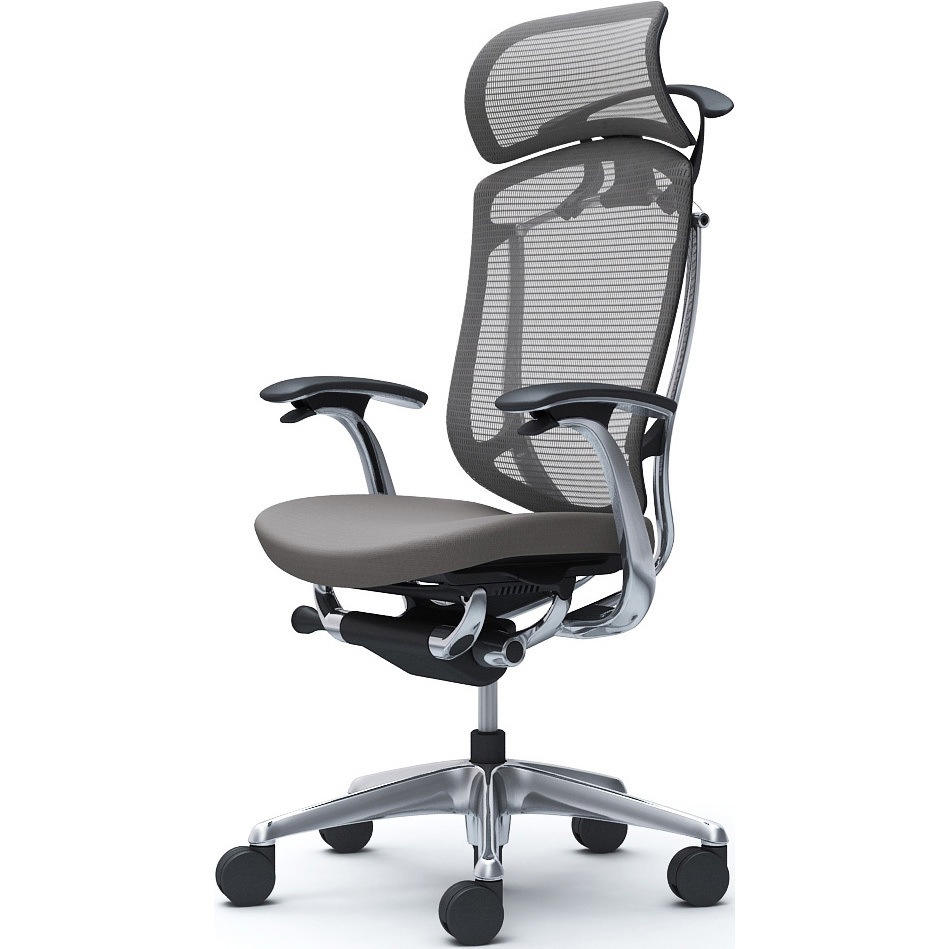 CC48XR FPD2 コンテッサセコンダ、固定肘、固定ヘッド、座クッション、ハンガー付、ランバー無、ブラックB、ポリッシュ、脚ポリッシュ、ウレタン 1脚 オカムラ(岡村製作所) 【通販モノタロウ】