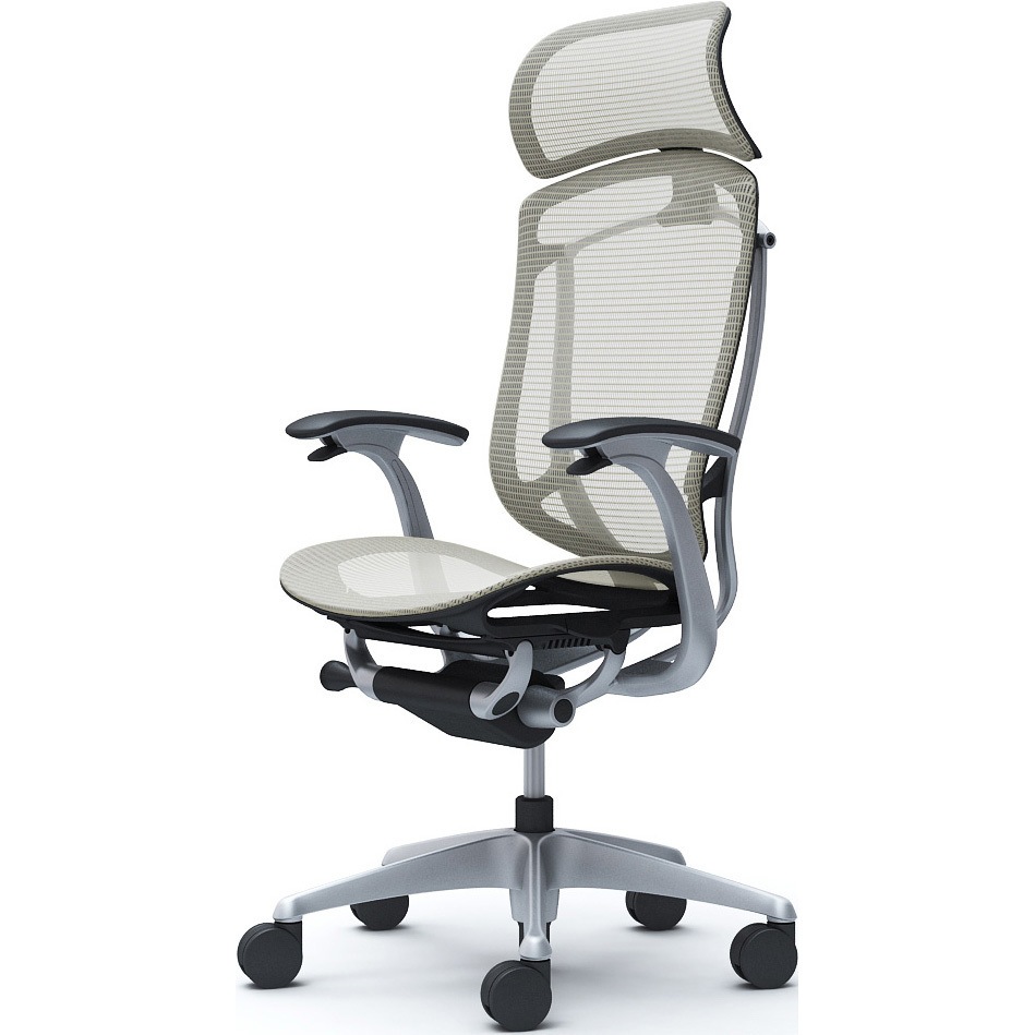 CC45YR FPG2 コンテッサセコンダ、固定肘、固定ヘッド、座メッシュ、ハンガー無、ランバー無、ブラックB、シルバー、脚シルバー、ウレタン 1脚 オカムラ(岡村製作所) 【通販モノタロウ】