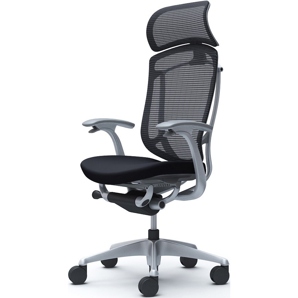 CC47YA FPC1 コンテッサセコンダ、固定肘、固定ヘッド、座クッション、ハンガー無、ランバー無、グレーB、シルバー、脚シルバー、ウレタン 1脚 オカムラ(岡村製作所) 【通販モノタロウ】