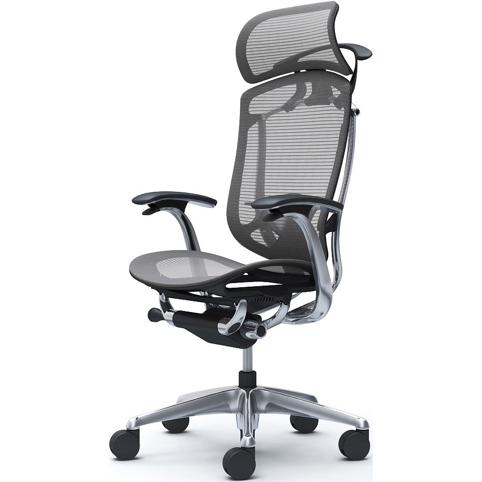 CC46XS FPH2 コンテッサセコンダ、固定肘、固定ヘッド、座メッシュ、ハンガー付、ランバー付、ブラックB、ポリッシュ、脚ポリッシュ、ウレタン 1脚 オカムラ(岡村製作所) 【通販モノタロウ】