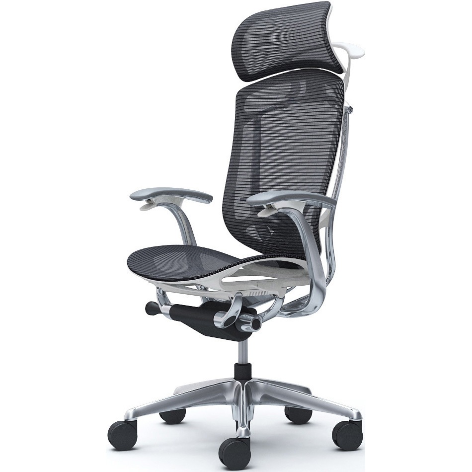 CC46XZ FPG1 コンテッサセコンダ、固定肘、固定ヘッド、座メッシュ、ハンガー付、ランバー付、ホワイトB、ポリッシュ、脚ポリッシュ、ウレタン 1脚 オカムラ(岡村製作所) 【通販モノタロウ】 114,900円