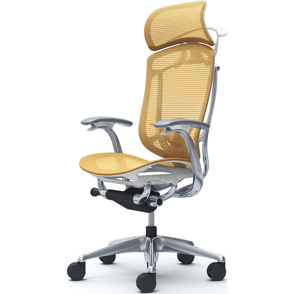 CC46XZ FPH9 コンテッサセコンダ、固定肘、固定ヘッド、座メッシュ、ハンガー付、ランバー付、ホワイトB、ポリッシュ、脚ポリッシュ、ウレタン 1脚 オカムラ(岡村製作所) 【通販モノタロウ】