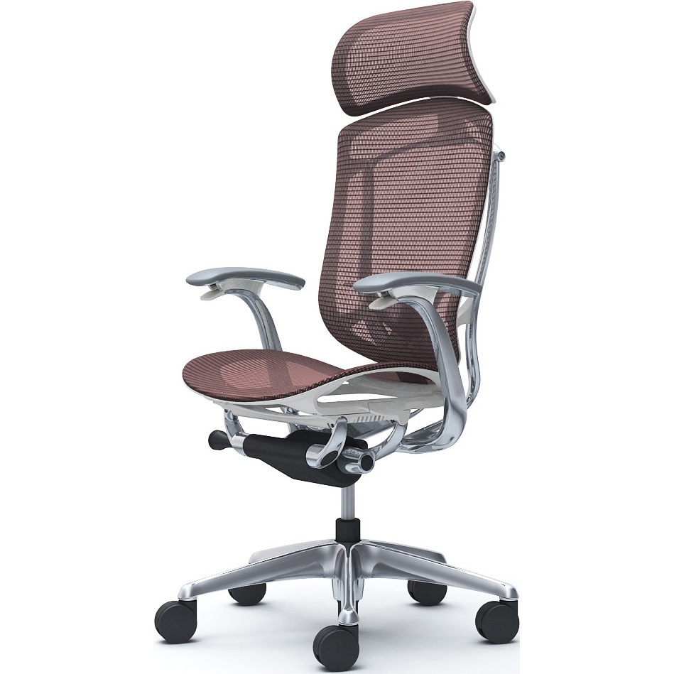 CC45XZ FPG8 コンテッサセコンダ、固定肘、固定ヘッド、座メッシュ、ハンガー無、ランバー付、ホワイトB、ポリッシュ、脚ポリッシュ、ウレタン 1脚 オカムラ(岡村製作所) 【通販モノタロウ】