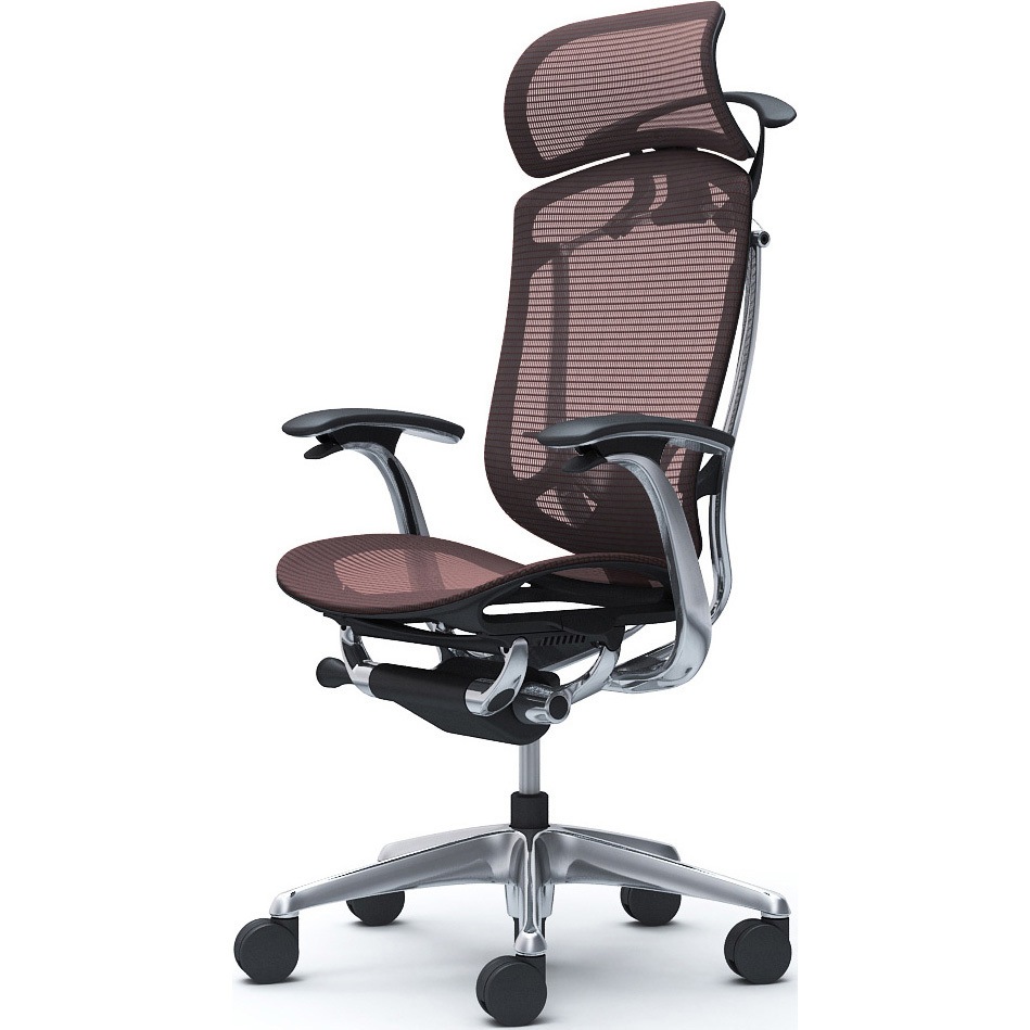 CC46BS FPG8 コンテッサセコンダ，固定肘，座メッシュ，大型ヘッド5本脚，ポリッシュ，ブラック，ランバー付ハンガー付 1脚 オカムラ(岡村製作所) 【通販モノタロウ】