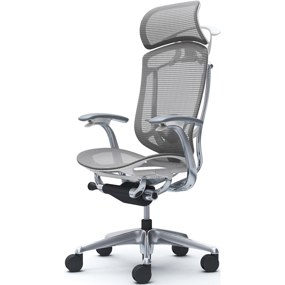 CC46BZ FPH2 コンテッサセコンダ，固定肘，座メッシュ，大型ヘッド5本脚，ポリッシュ，ホワイト，ランバー付ハンガー付 1脚 オカムラ(岡村製作所) 【通販モノタロウ】