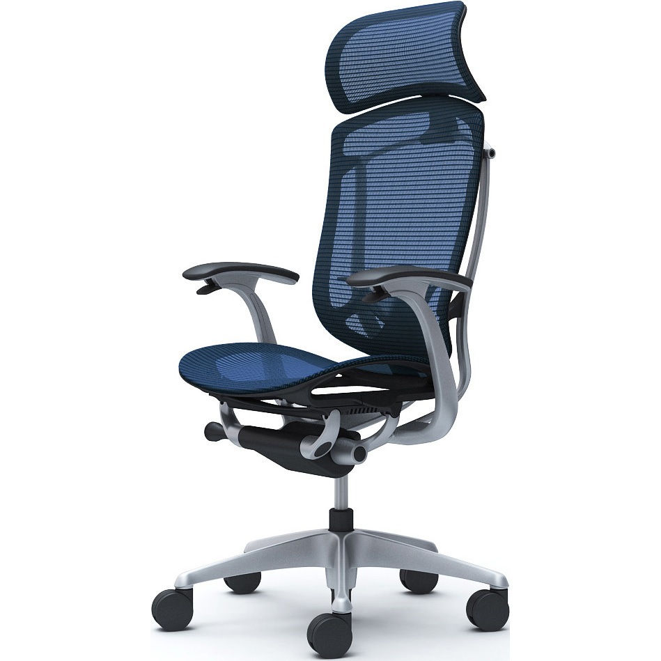 CC45YS FPG4 コンテッサセコンダ、固定肘、固定ヘッド、座メッシュ、ハンガー無、ランバー付、ブラックB、シルバー、脚シルバー、ウレタン 1脚 オカムラ(岡村製作所) 【通販モノタロウ】