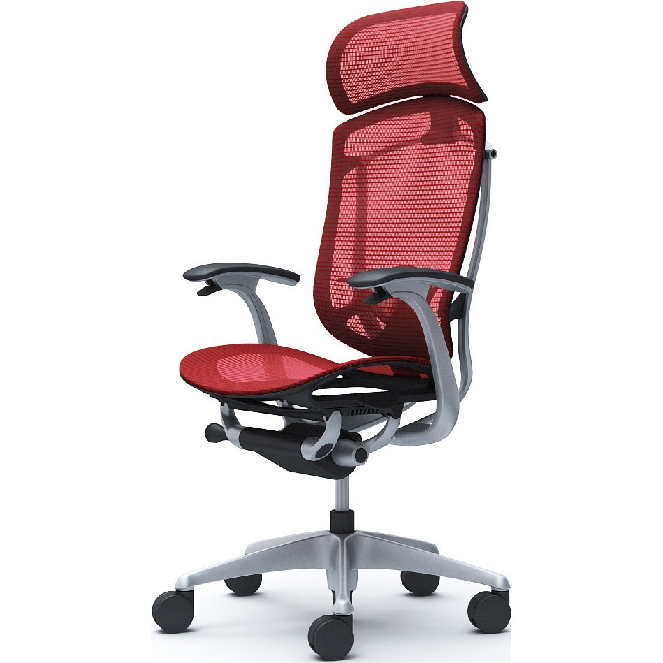 CC45YS FPG9 コンテッサセコンダ、固定肘、固定ヘッド、座メッシュ、ハンガー無、ランバー付、ブラックB、シルバー、脚シルバー、ウレタン 1脚 オカムラ(岡村製作所) 【通販モノタロウ】
