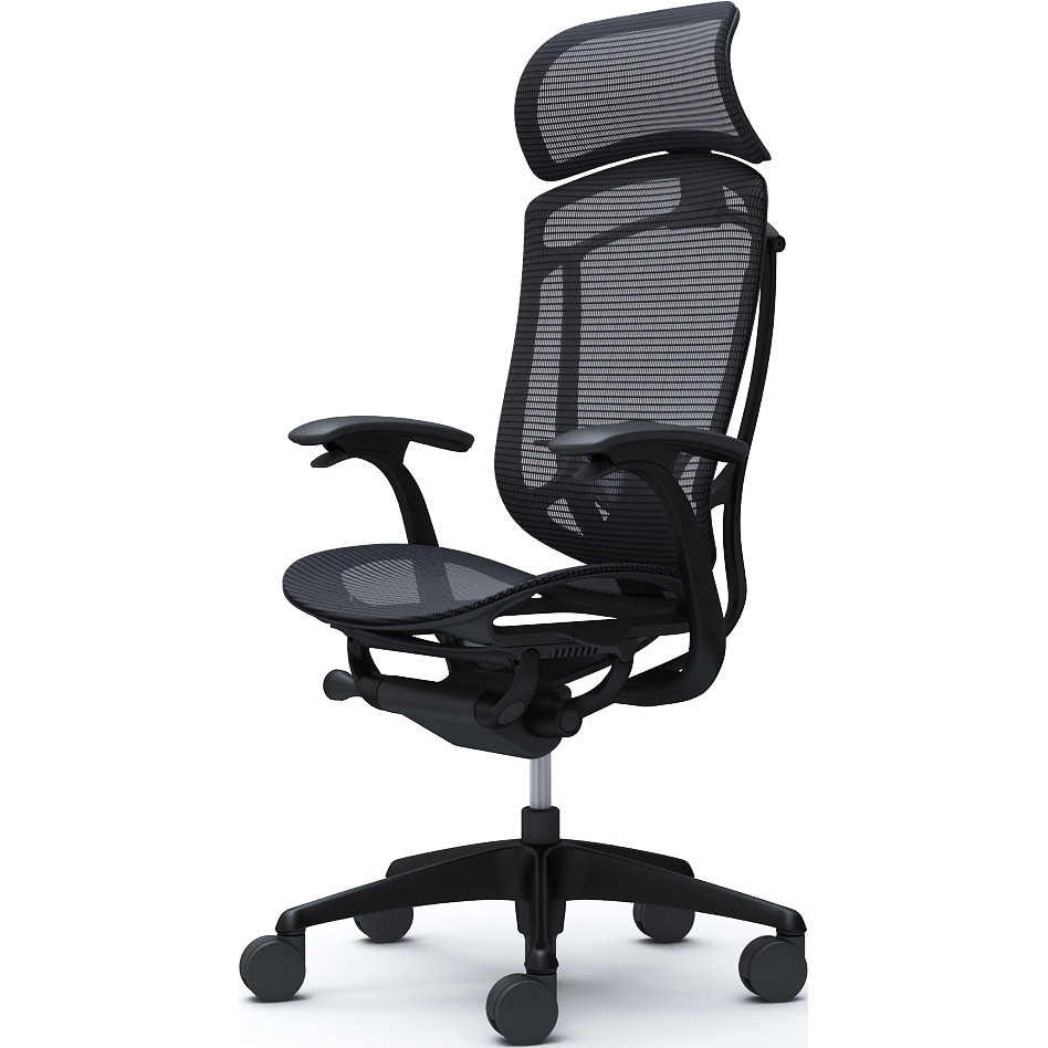 CC45ZS FPG1 コンテッサセコンダ、固定肘、固定ヘッド、座メッシュ、ハンガー無、ランバー付、ブラックB、ブラック、脚ブラック、ウレタン 1脚 オカムラ(岡村製作所) 【通販モノタロウ】