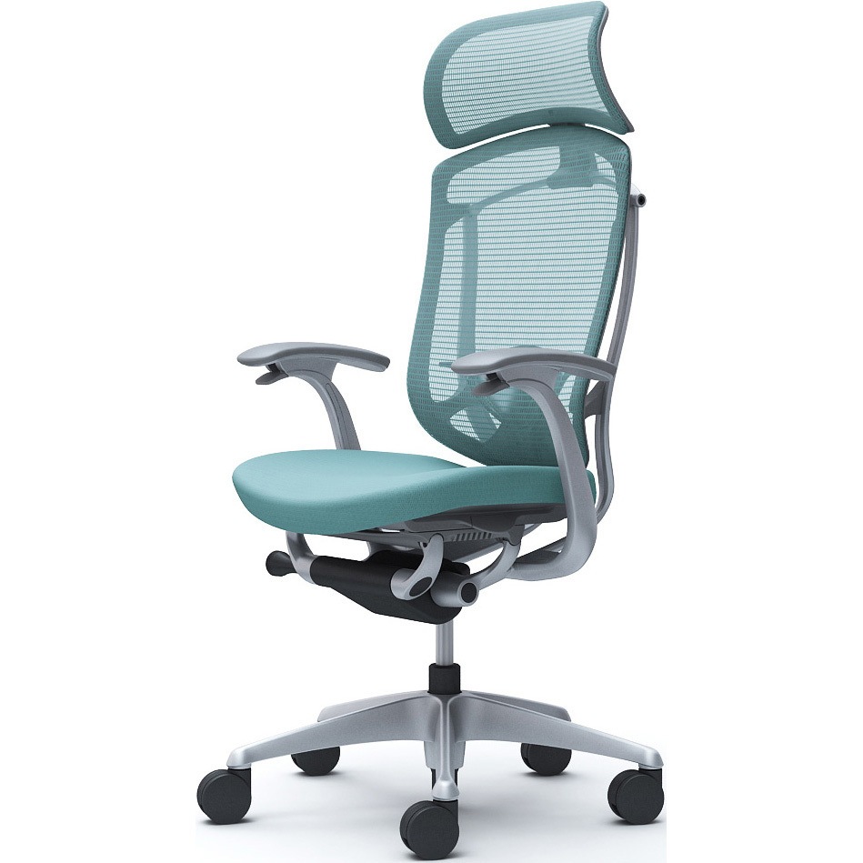 CC47YE FPC6 コンテッサセコンダ、固定肘、固定ヘッド、座クッション、ハンガー無、ランバー付、グレーB、シルバー、脚シルバー、ウレタン 1脚 オカムラ(岡村製作所) 【通販モノタロウ】